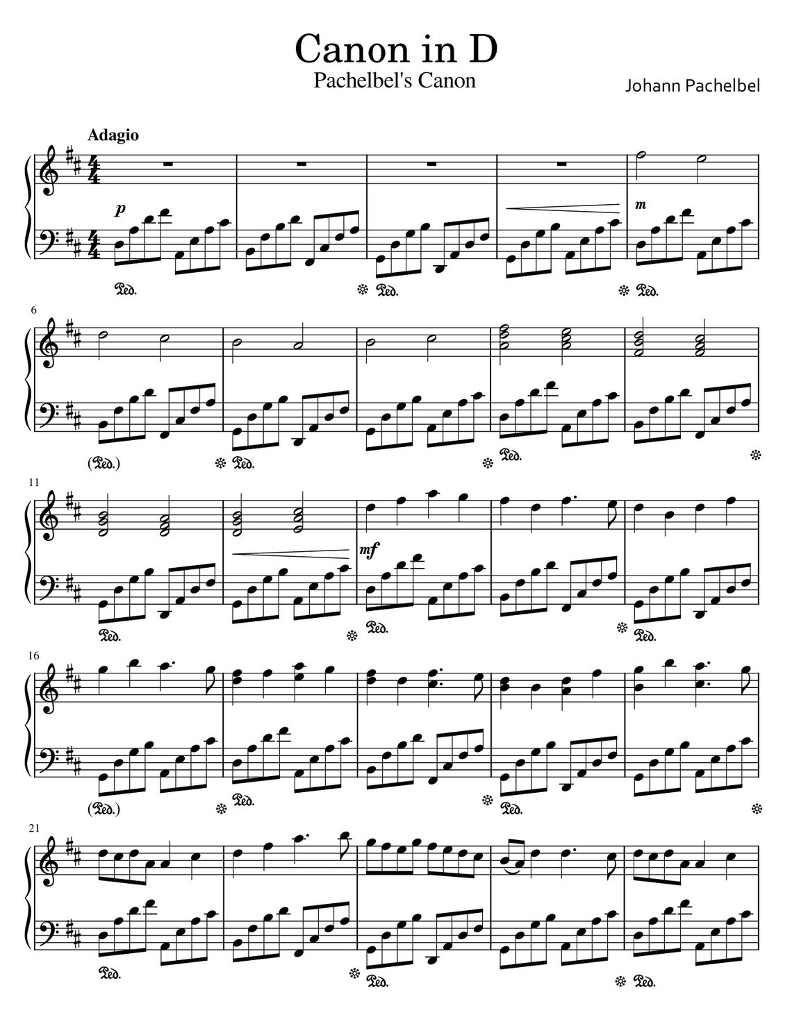 Pachelbel's Canon in D Piano Sheet Music (PDF & MIDI) - Etsy