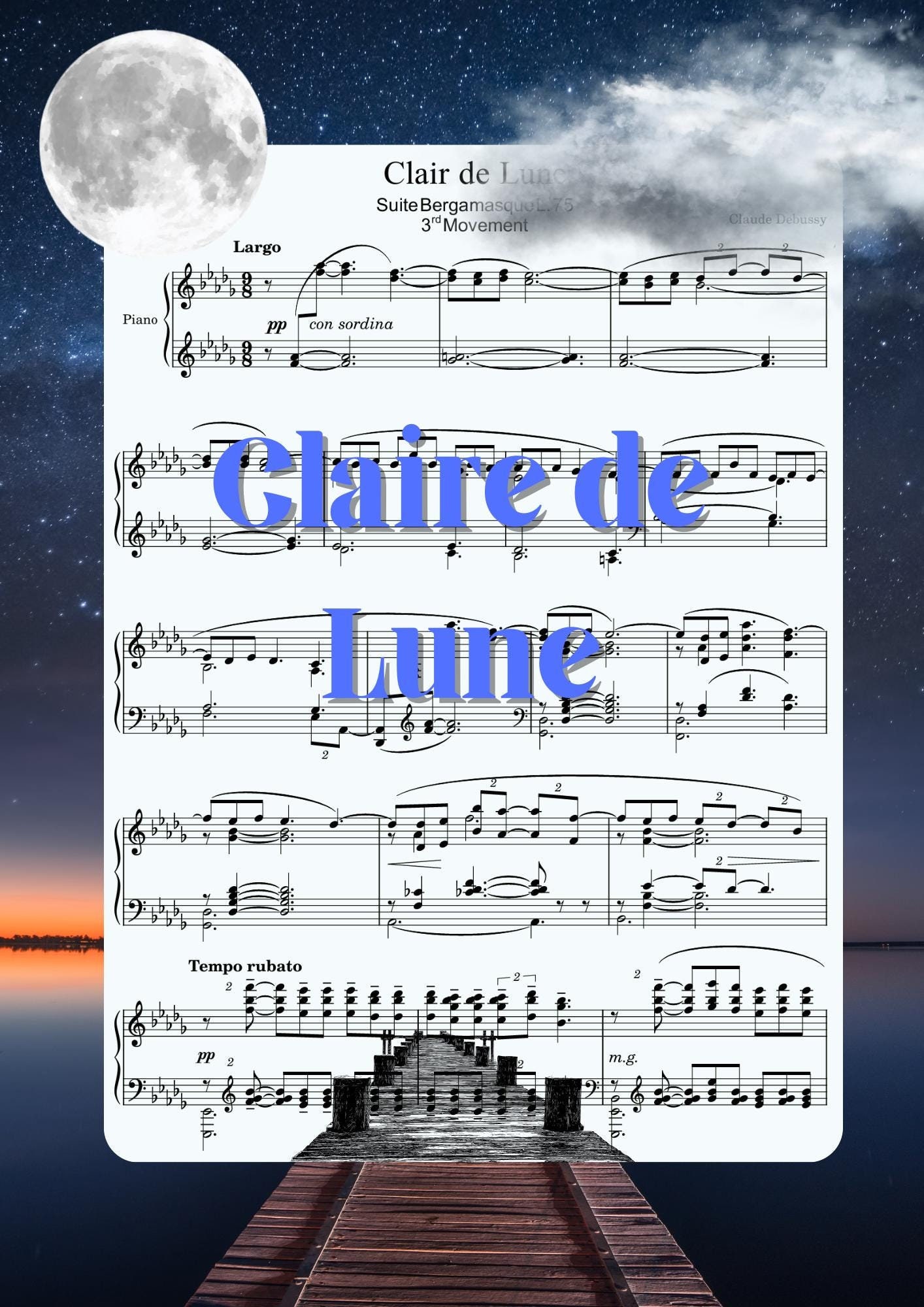 Clair de lune di Claude Debussy » Spartiti per pianoforte - HN391