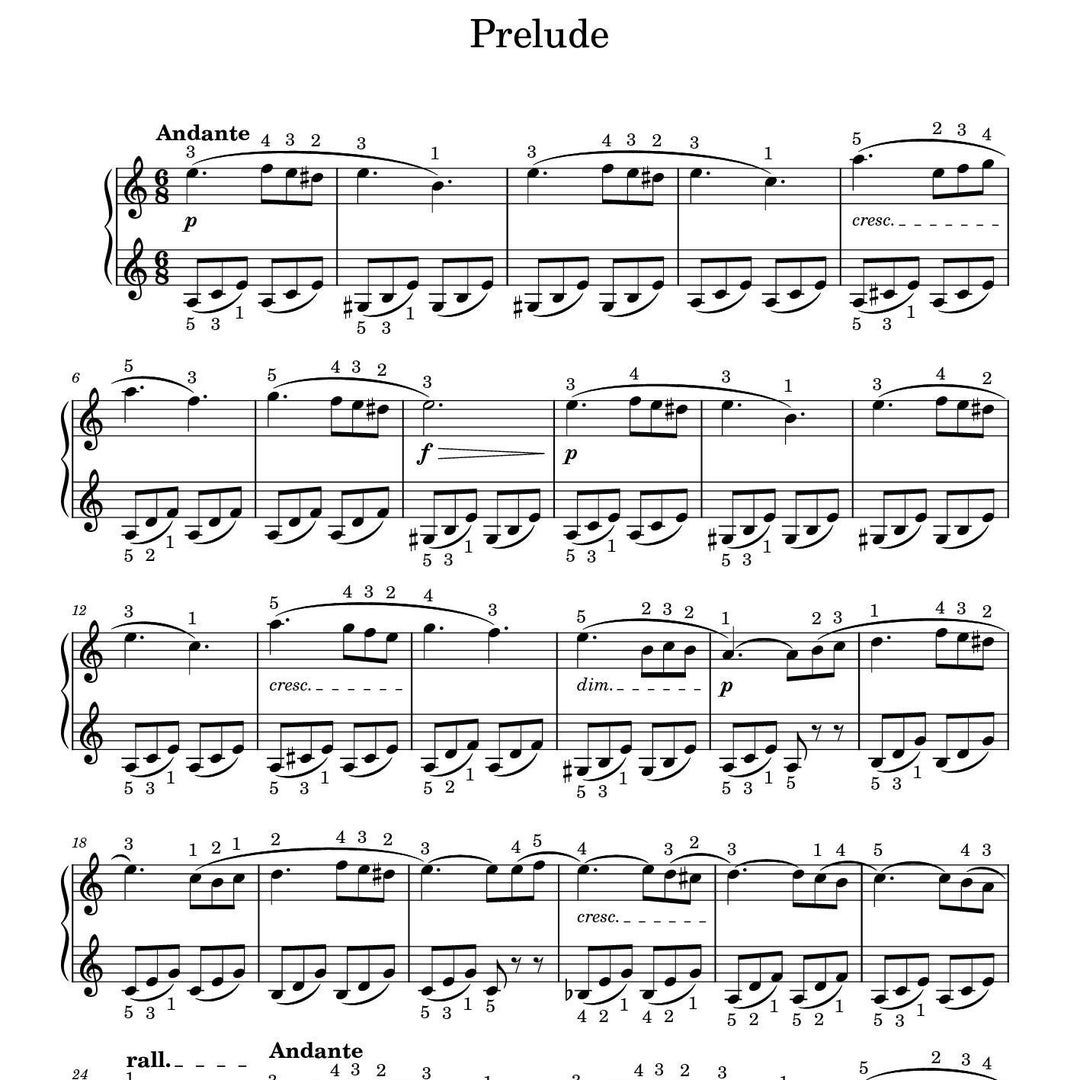 Prelude Piano Sheet Music for Beginners Printable PDF MIDI File - Etsy