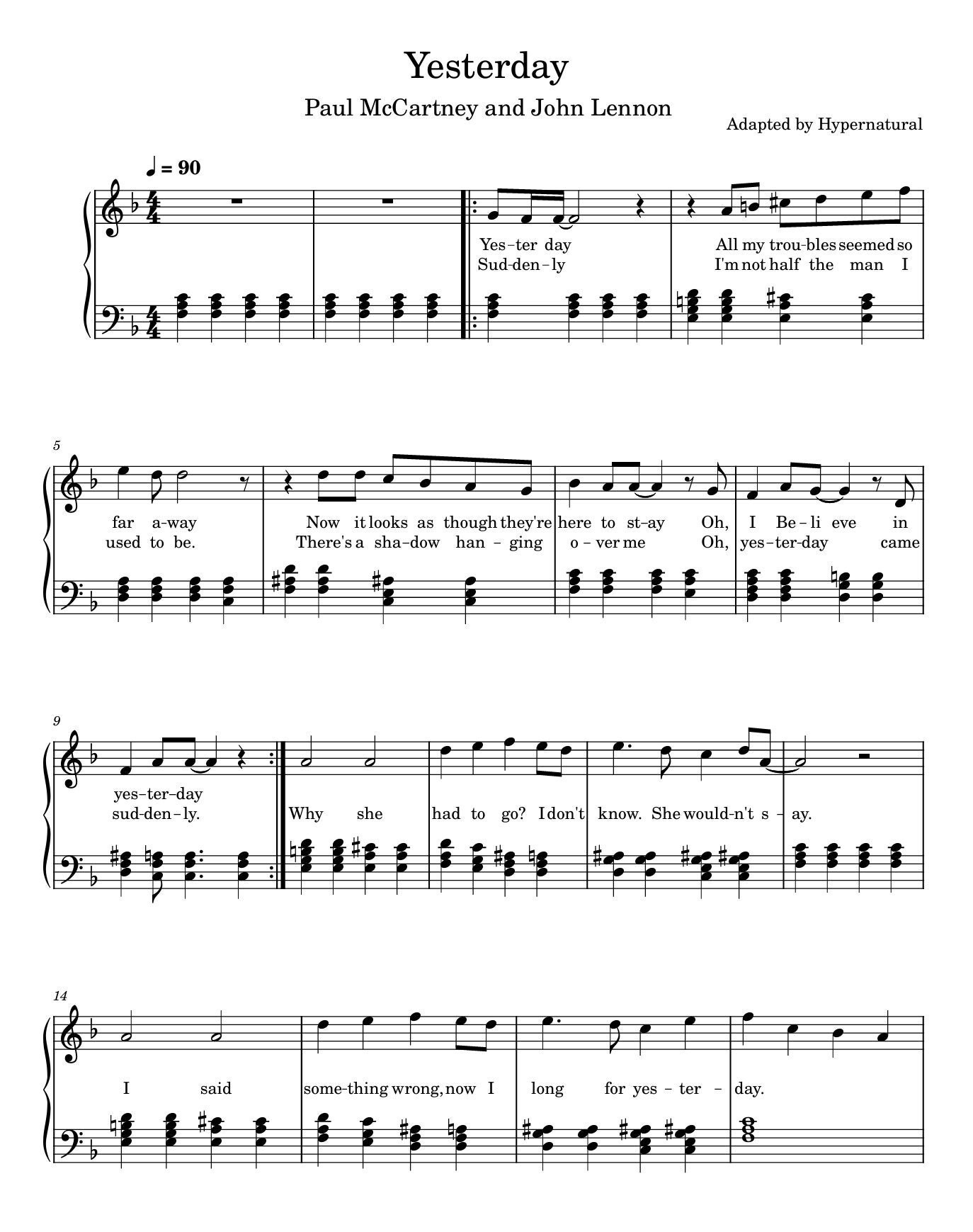 Yesterday Digital Piano Music Sheet For All Levels Adapted For yesterday-digital-piano-music-sheet-for-all-levels-adapted-for