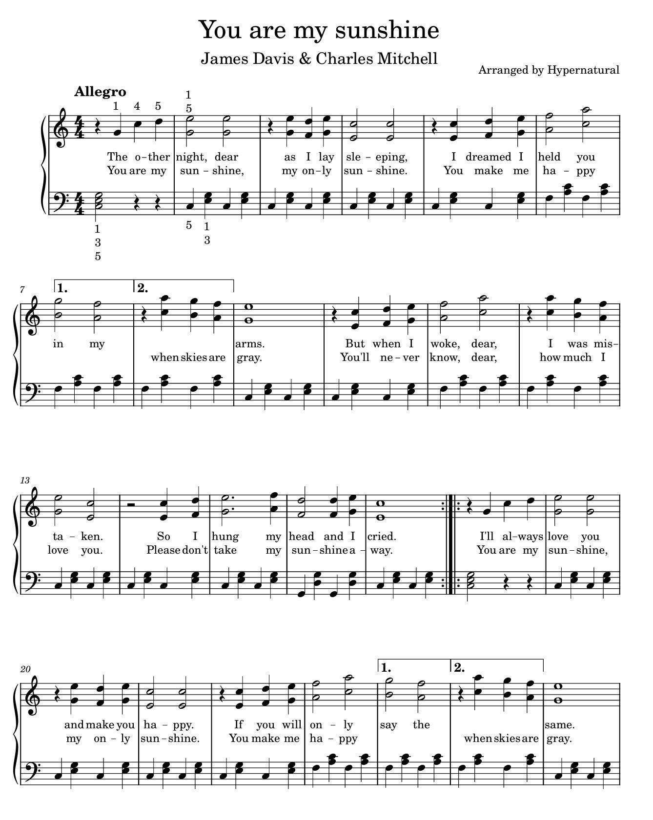 You Are My Sunshine Piano Sheet Music – Easy Beginner Version (PDF ...
