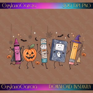 Halloween Back To School PNG, Cute Spooky School Supplies Sublimation, Teacher Student Funny Fall Clipart, Watercolor Ghost Notebook Art