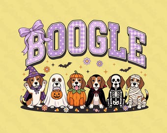 Boogle PNG, Halloween Sublimation Design, Beagle Dog Costumes Witch Ghost Vampire Pumpkin Clipart, Instant Digital Download Media File