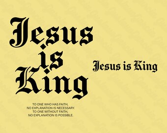 Jesus Is King PNG, Lord Faith Quote Sublimation Design, Old English Gothic Font Scripture Clipart, Christian Streetwear Digital Download