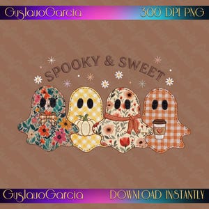 Faux Embroidery Ghost PNG, Floral Patchwork Halloween Sublimation Design, Autumn Shirt Digital Download, Spooky Aesthetic Fall Season Art