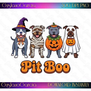 Pit Boo Halloween PNG, Cute Witch Mummy Ghost Pitbull Puppy Sublimation, Spooky Dog Breed Autumn T-Shirt Graphic, Clipart Digital File