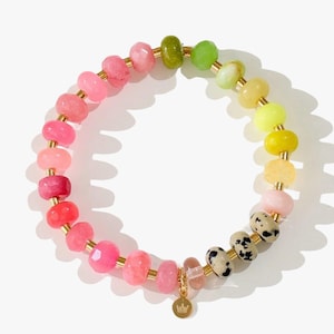 Handgemachtes Edelstein Armband: Dalmatiner Jaspis & 14k Gold Akzenten