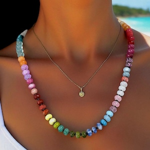 Hand Knotted Gemstone Necklace: Lapis, Quartz & Gold - Boho Chic image 1