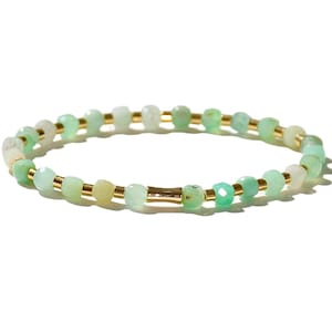 Green Gemstone Beaded Bracelet, Green Chrysoprase stones, Meaningful Jewelry: The Lucky Me Bracelet