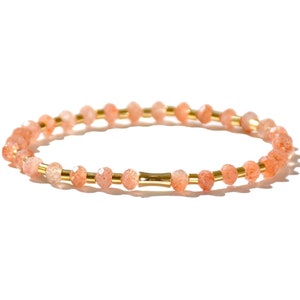 Sunstone Gemstone Bracelet, Handmade Meaningful Bracelet with Gold Beads:  The Sunstone Burst Bracelet