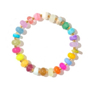 Pulsera de cuentas de piedras preciosas variadas de colores, cuentas redondas de ópalo arcoíris, joyas significativas: la pulsera de frutas jugosas