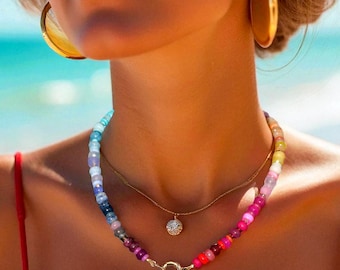 Rainbow Multi Gemstone Necklace with Rondelle Beads, 14k Gold Jewelry: The  Coloratura Necklace