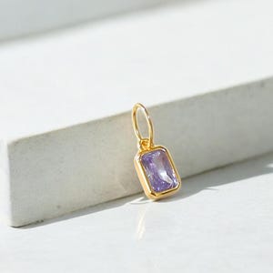 Gold birthstone charms featuring bezel-set gemstones for each month, designed for custom necklaces and bracelets.  14k gold vermeil 925 Sterling silver