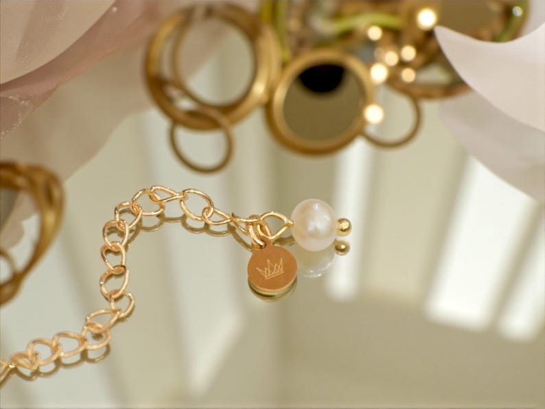 Sierlijke zoetwaterparelketting: 14k gouden vermeilketting, bruidssieraden afbeelding 5