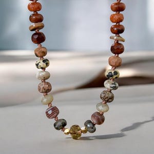 Knotted Gemstone Necklace in Neutral Colors - Artsy Beaded Necklace - Anthropologie Style