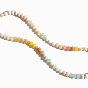 Neutral Gemstone Necklace,  Boho Chic  Beaded Necklace, Unique Gemstone Jewelry for Women, Anthropologie