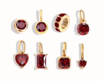 Dije de piedra natal de oro de 14 quilates: piedra preciosa personalizada con el mes de nacimiento para collar o pulsera