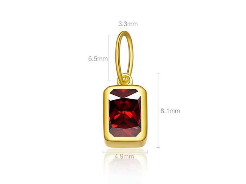 Gold birthstone charms featuring bezel-set gemstones for each month, designed for custom necklaces and bracelets.  14k gold vermeil 925 Sterling silver