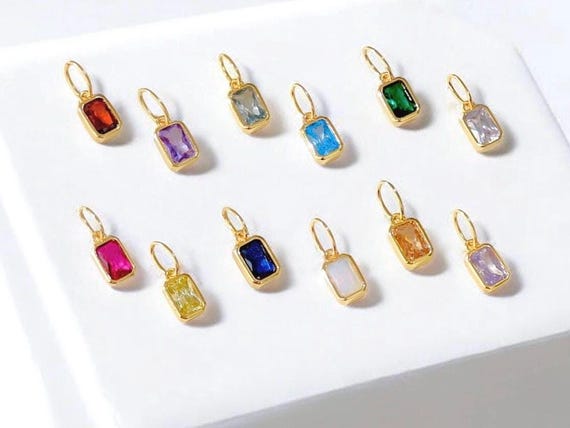 14k Gold Vermeil Birthstone Charm: Personalized Pendant Necklace & Bracelet