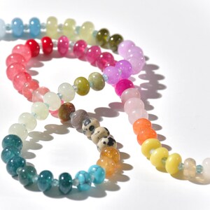 A rainbow multi-gemstone necklace from natural semi precious gemstones and apatite beads.  This necklace is sure to add a pop of color to any outfit
