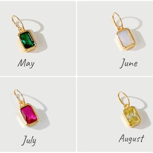 Gold birthstone charms featuring bezel-set gemstones for each month, designed for custom necklaces and bracelets.  14k gold vermeil 925 Sterling silver