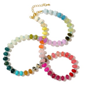 A rainbow multi-gemstone necklace from natural semi precious gemstones and apatite beads.  This necklace is sure to add a pop of color to any outfit