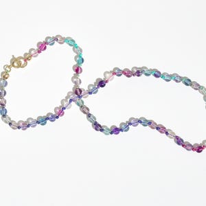Fluorite Necklace, Colorful Beaded Choker,  Rainbow Collar Necklace with Gemstones, Boho Chic Anthropologie Ombré