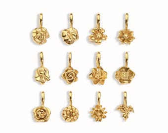 Personalized Birth Flower Charm: Custom Engraved Birthday Month Charm for Her