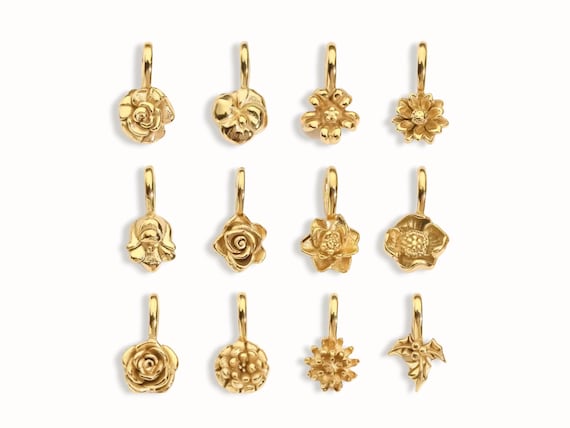 Personalized Birth Flower Charm: Custom Engraved Birthday Month Charm for Her