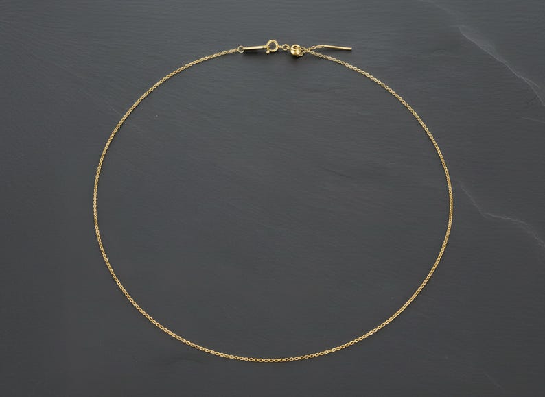 14k gold chain threader necklace with delicate bar needle. minimalist jewelry for her.
