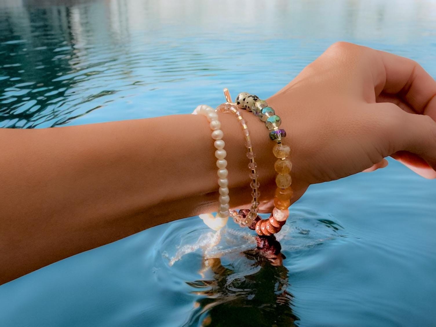 Braccialetto con pietre preziose colorate - Gioielli Boho scintillanti fatti a mano - Italia