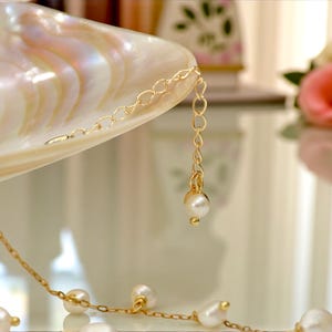 Sierlijke zoetwaterparelketting: 14k gouden vermeilketting, bruidssieraden afbeelding 6
