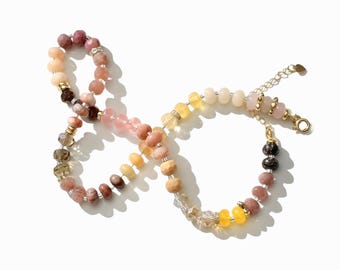 Handmade Gemstone Beaded Necklace: Boho Chic Ombré Jewelry