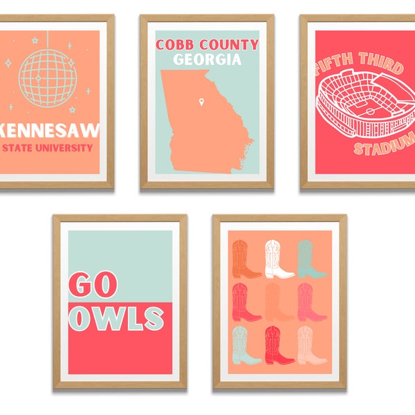 Kennesaw State University Dorm Wall Prints- Orange and Blue