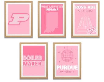 Purdue University Dorm Wall Prints- Pink