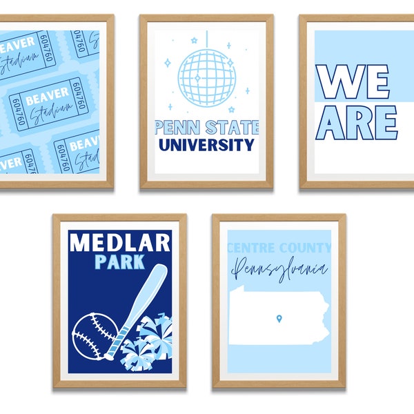 Pennsylvania State University Dorm Wall Prints- Blue