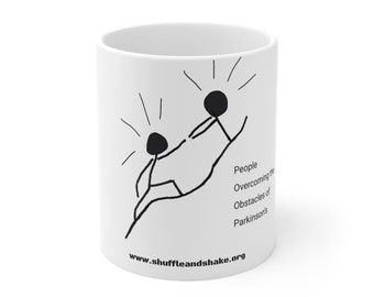 Personnes surmontant les obstacles de la tasse en céramique de Parkinson 11oz