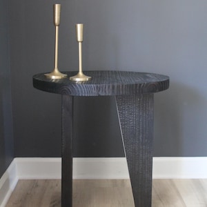 Modern shou sugi ban side table // brutalist design accent table // yakisugi charred black wood // handmade // up to 1.5&quot; thick