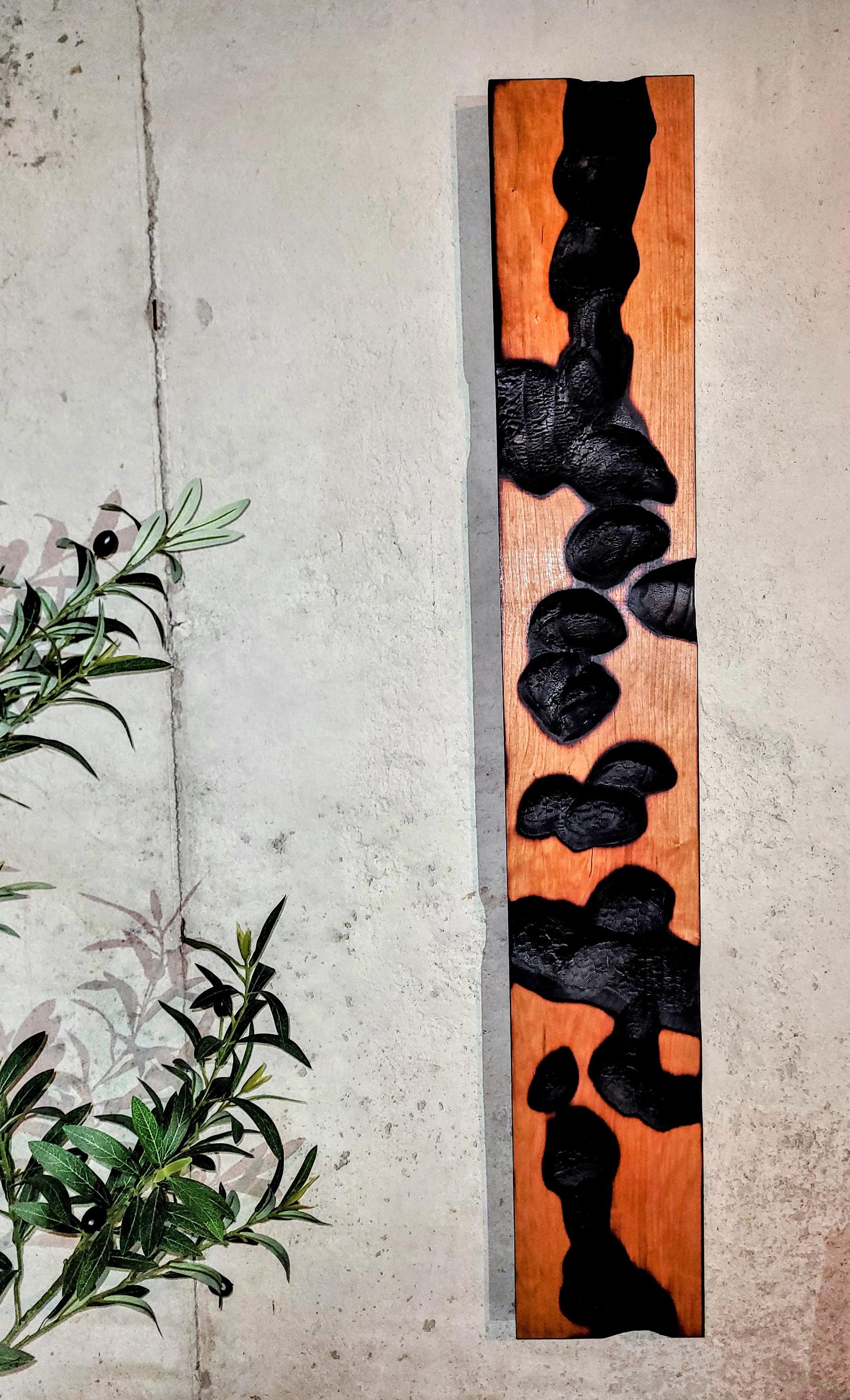Shou Sugi Ban Hybrid Carved Wall Art // Cherry + Charred Wood
