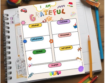 Kids Weekly Gratitude Journal, Positive Mindset Activity (Printable)