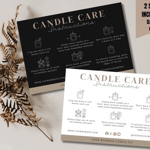 Candle Care Instructions, Candle Safety Card, Small Candle Business, Customizable and Printable,  Digital Download, Canva Template,6x4,5x3.5
