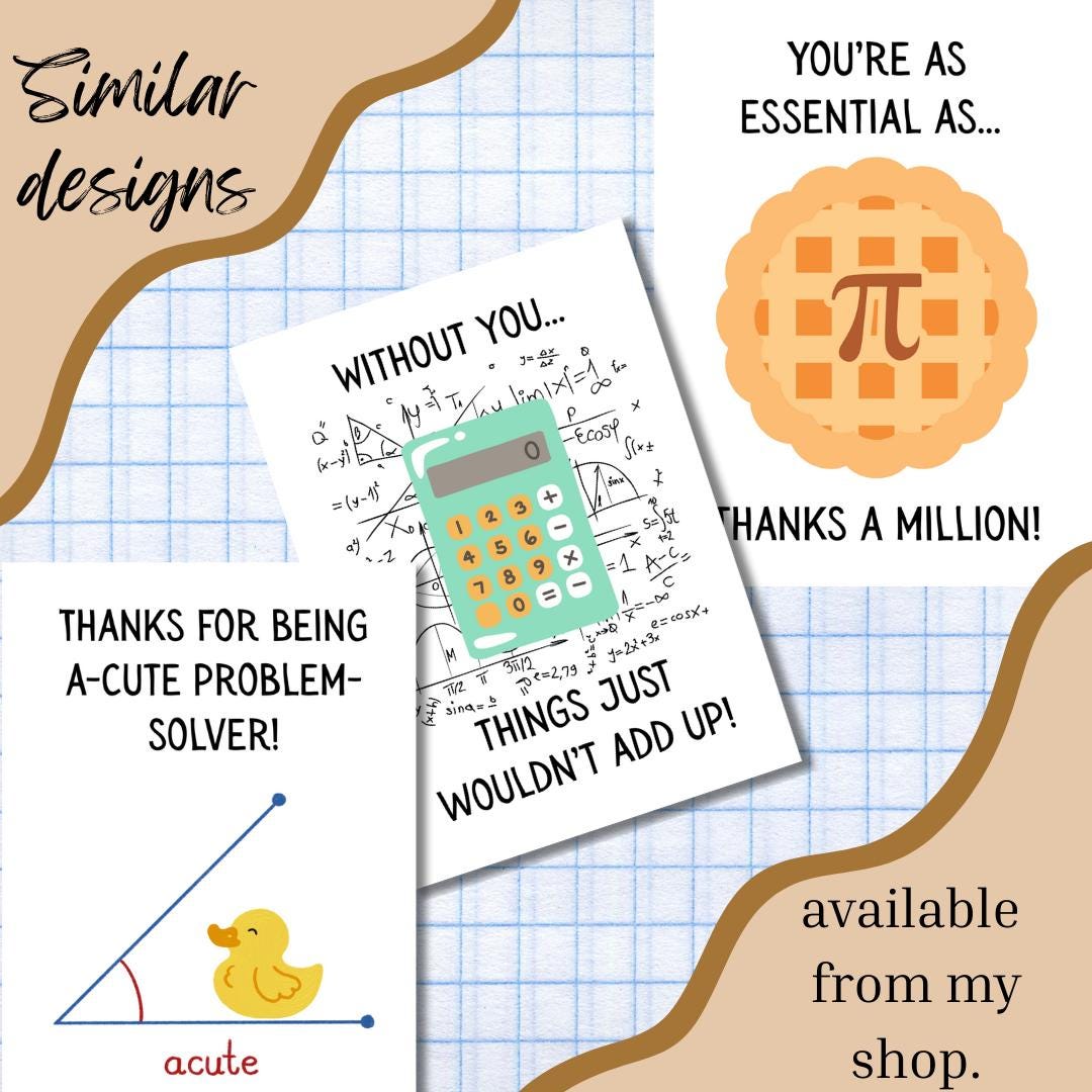 Math Pun Thank You Card | Funny STEM Greeting Card - Etsy UK