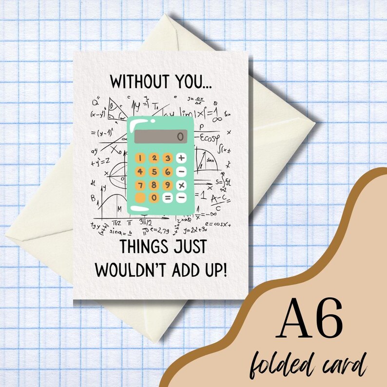 Math Pun Thank You Card | Funny STEM Greeting Card - Etsy UK