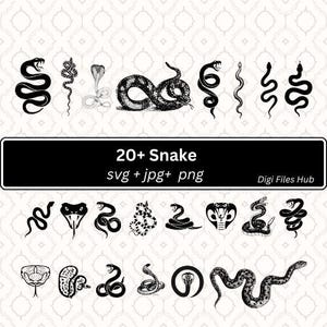 Snake Svg-bundel, Snake Clipart, Png, Boho Snake Svg, Snake Flowers Svg, Floral Snake Svg, Snake Head Svg, Cobra Clipart, Boho Snake Svg