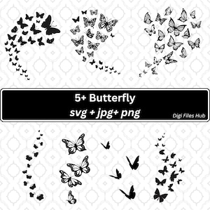Lot svg papillons volants | Fichier de coupe svg essaim de papillons | png, cricut, clipart | Silhouette papillon | Couper les fichiers| Svg papillon volant