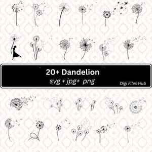 Dandelion Svg Bundle, Dandelion Svg, Cut files for Cricut, Silhouette, Dandelion Png, Clipart, Just Breathe Svg