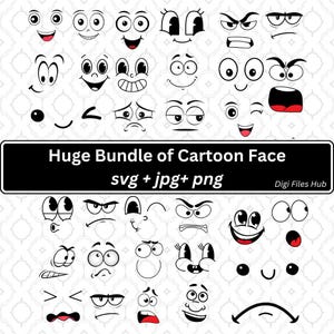 Cartoon Faces Svg, Emoji Faces Svg, Eyes Svg, Cute Faces Svg, Emoji Clipart, Funny Face Svg, Cartoon Clipart, Faces Svg, Cartoon Vector.