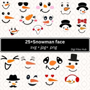 Snowman Faces Svg, Snowman Svg, Snowman Clipart, Christmas Svg, Snowman Cut File, Snowman Cricut, Christmas Cut File
