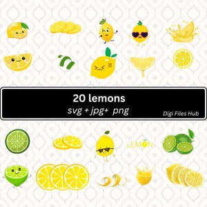 Lemon Svg Bundle, Lemon svg, cutting Files, Printable lemon cut File, Lemon Svg, Lemon slice and wedge Svg, Fruit Svg