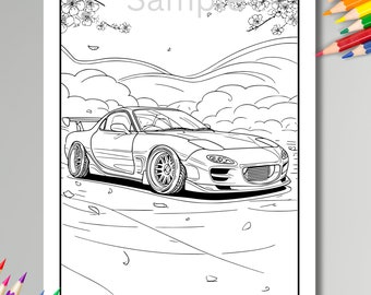 クラシック JDM カーぬりえブック Vol. 2 | 全年齢向けの 50 枚の日本